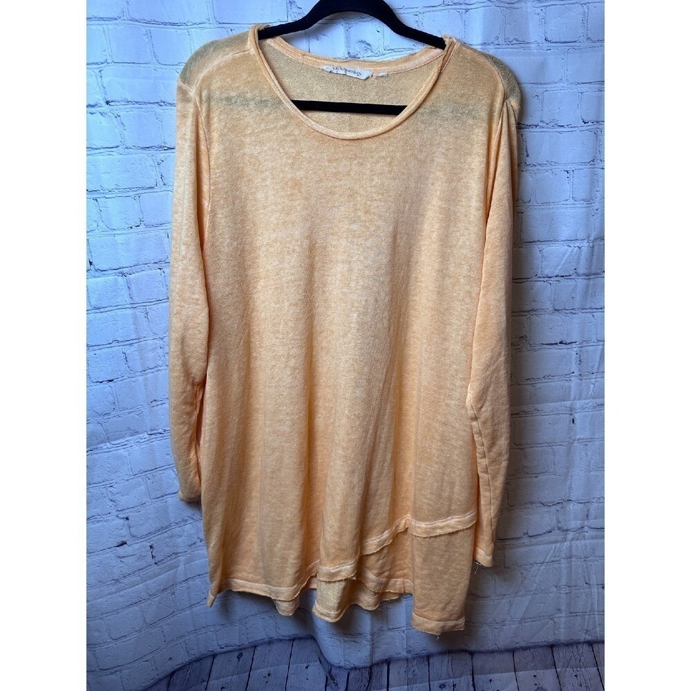Soft Surroundings Tunic Top Flowy Long Sleeve Lightweight Casual Peach